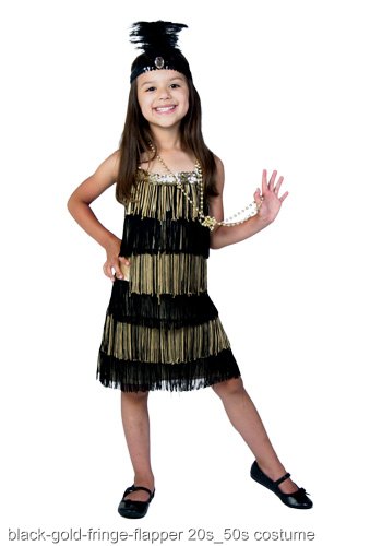 Child Gold and Black Fringe Flapper Costume