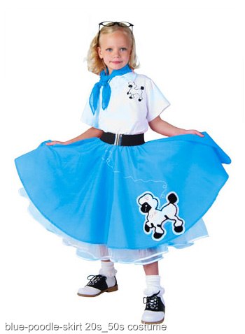 Kids Deluxe Blue Poodle Skirt Costume