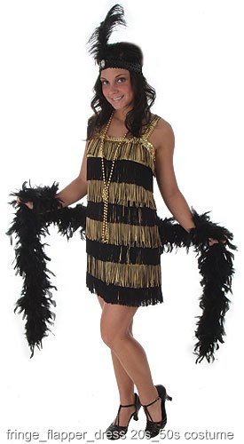 Plus Size Fringe Gold Flapper Costume