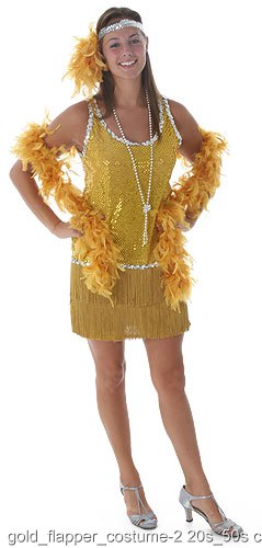 Sequin & Fringe Gold Flapper Costume Plus Size