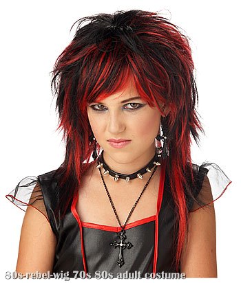 Black and Red Rebel Wig