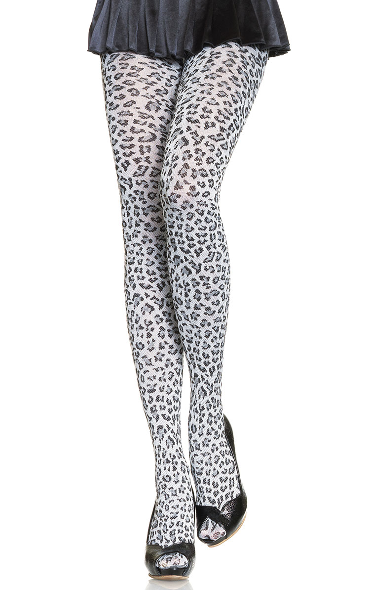 Woven Leopard Print Tights