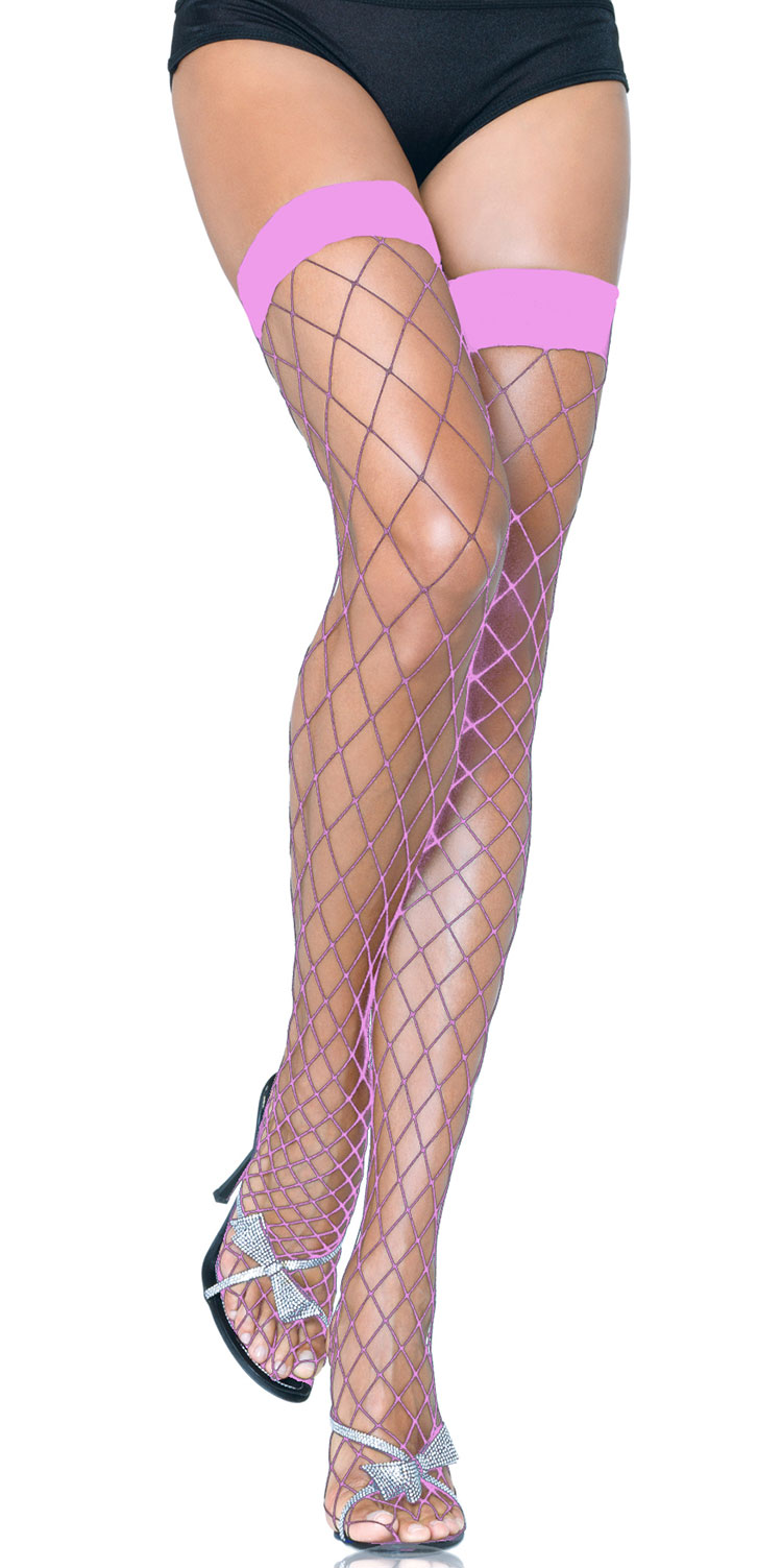 Baby Pink Fence Net Thigh Highs