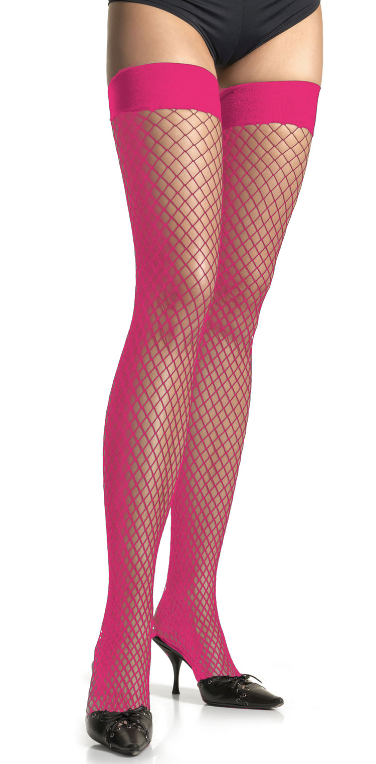 Neon Pink Industrial Net Thigh Highs