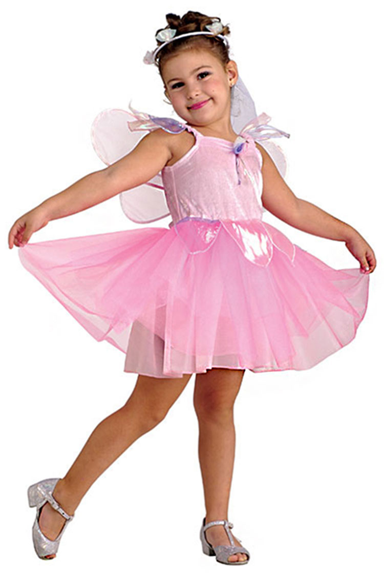 Girls Pretty Pink Fairy Costume