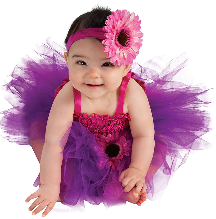 Baby Pink And Purple Flower Tutu Costume