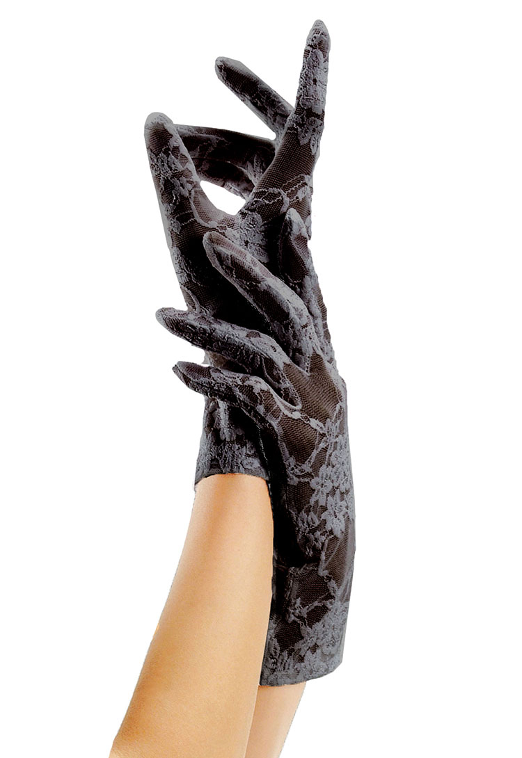 Black Wrist Length Lace Gloves