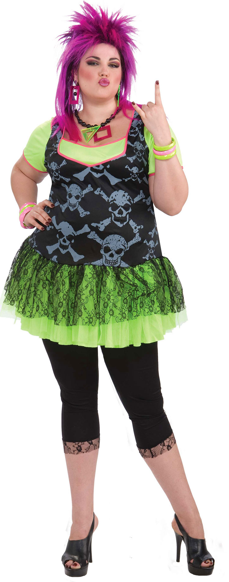 Plus Size 80's Punk Lady Costume - Click Image to Close