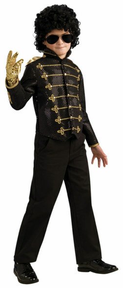 Boys Deluxe Black Michael Jackson Military Costume Jacket - Click Image to Close
