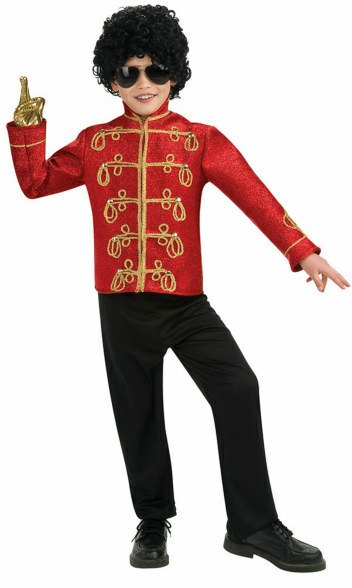 Boys Deluxe Red Michael Jackson Military Costume Jacket - Click Image to Close