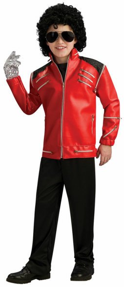 Boys Deluxe Red Michael Jackson Zipper Jacket Costume - Click Image to Close