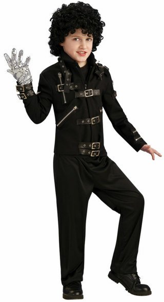 Boys Deluxe Black Michael Jackson Bad Buckle Jacket Costume - Click Image to Close