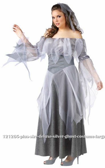 Plus Size Deluxe Silver Ghost Costume