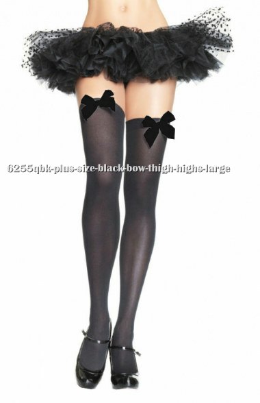 Plus Size Black Bow Thigh Highs