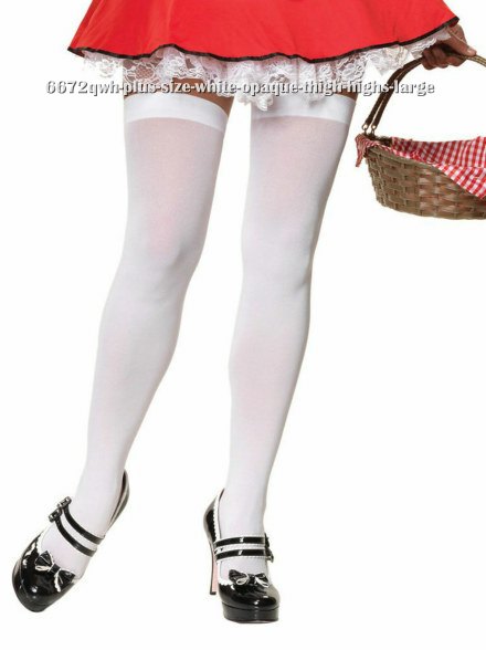 Plus Size White Opaque Thigh Highs