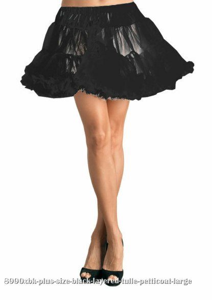 Plus Size Black Layered Tulle Petticoat