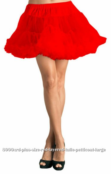 Plus Size Red Layered Tulle Petticoat