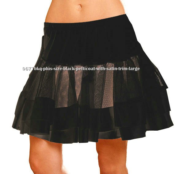 Plus Size Black Petticoat With Satin Trim