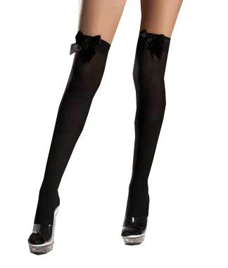 Plus Size Black Opaque Thigh Highs