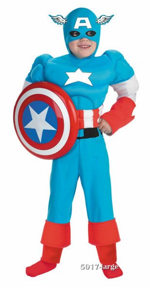 Deluxe Kids Muscle Captain America Costume