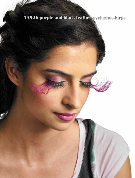 Purple And Black Feather Eyelashes