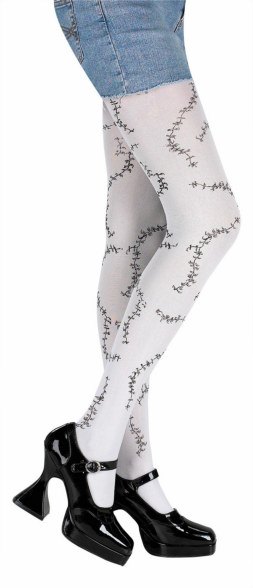 Adult Stitched White Pantyhose