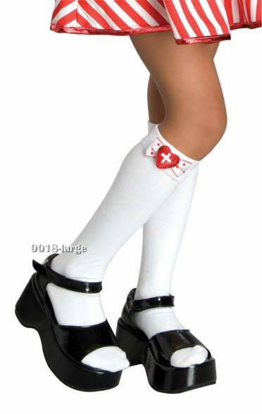 Girls White Knee Highs with Heart