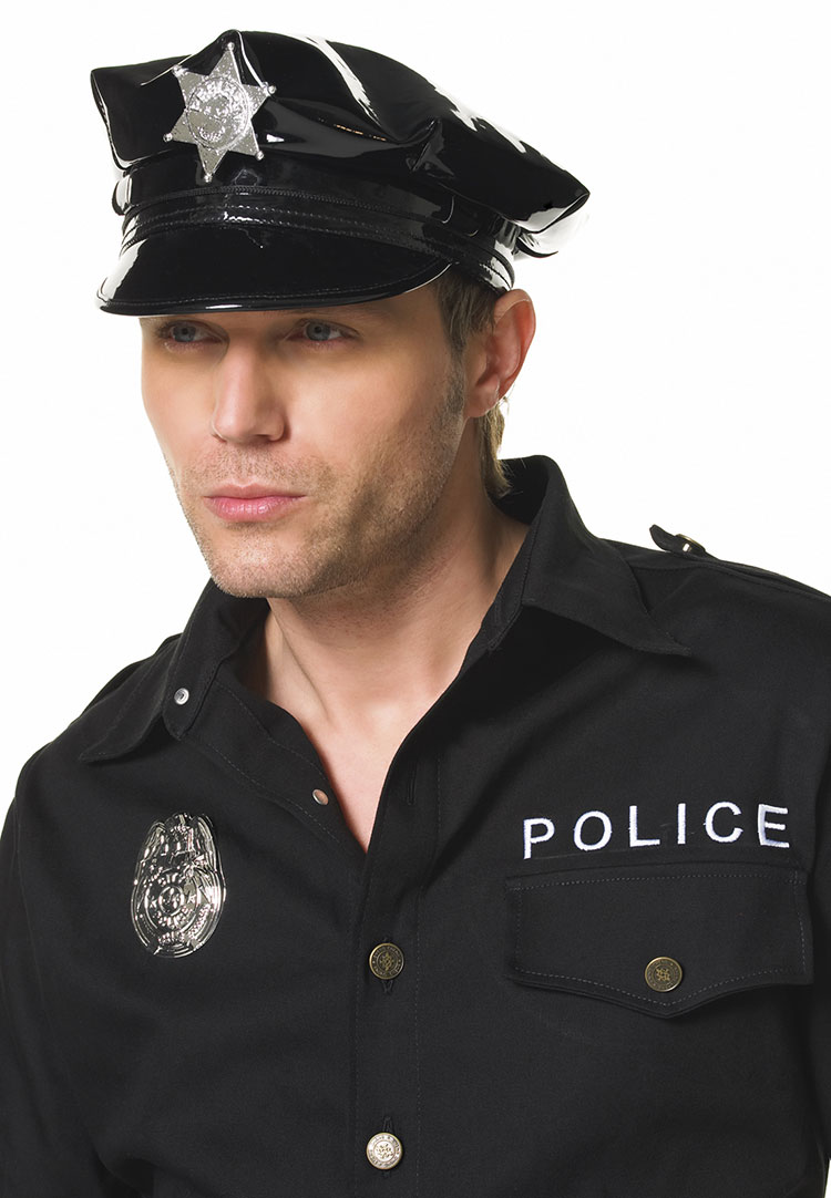 Black Vinyl Cop Hat