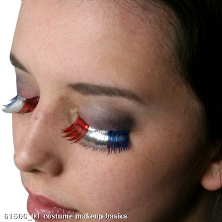 Red, White, and Blue Party Eyelashes with Case