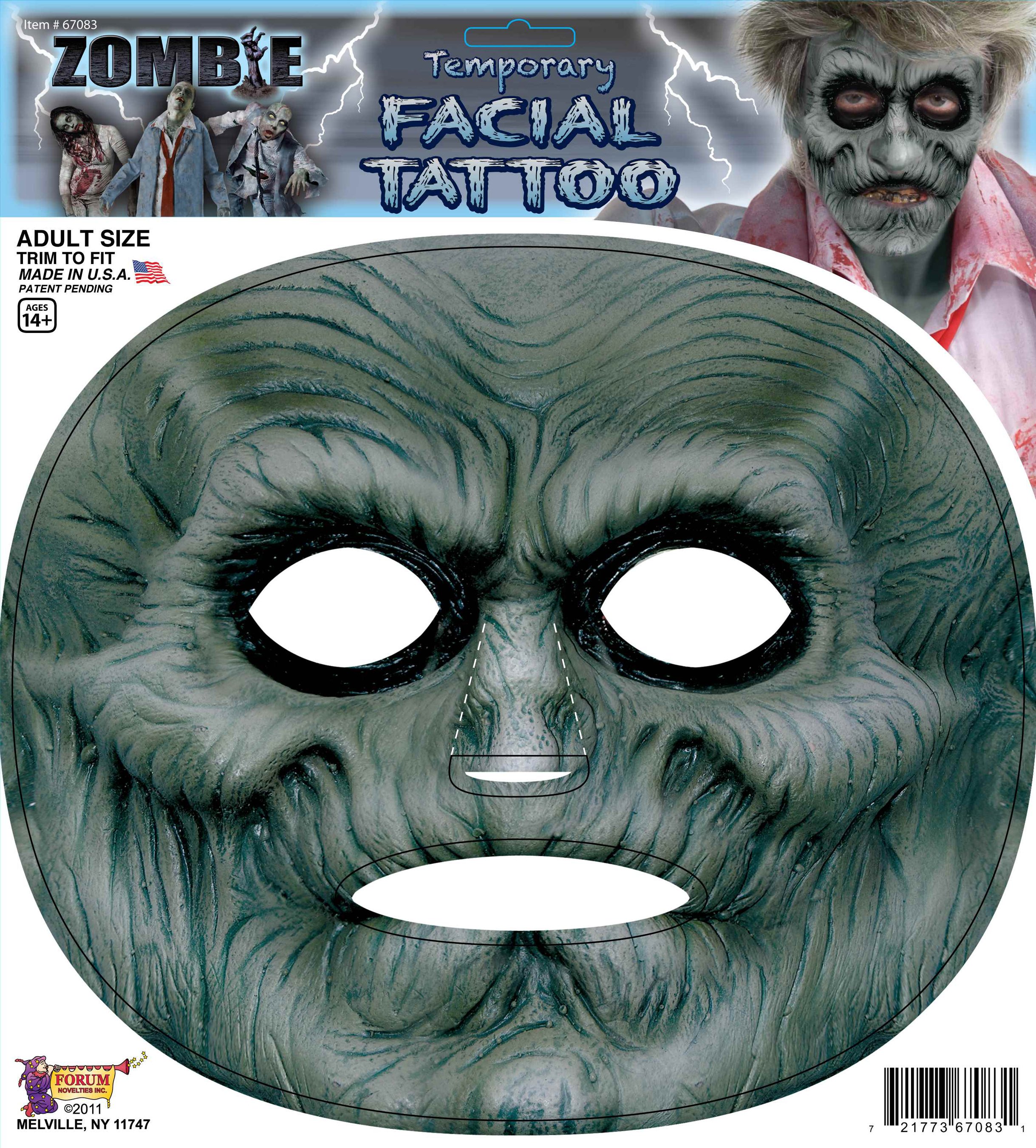 Zombie Facial Tattoo Adult