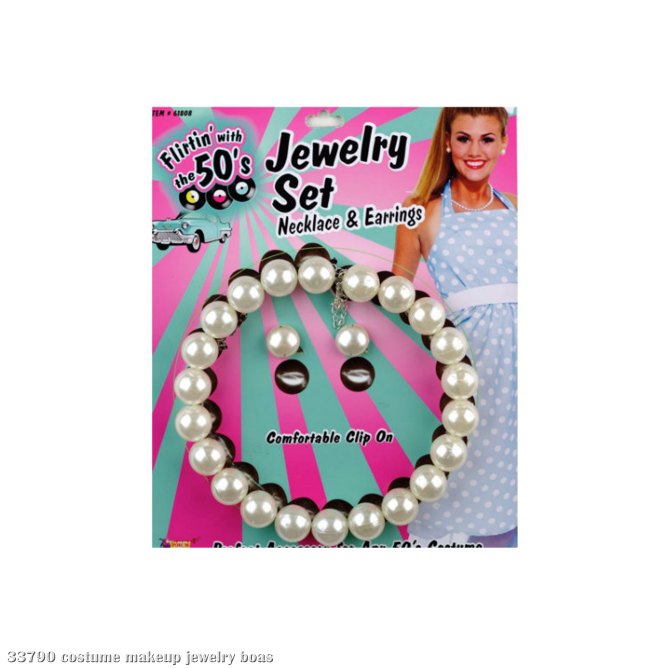 50's Pearl Necklace and Earrings Set