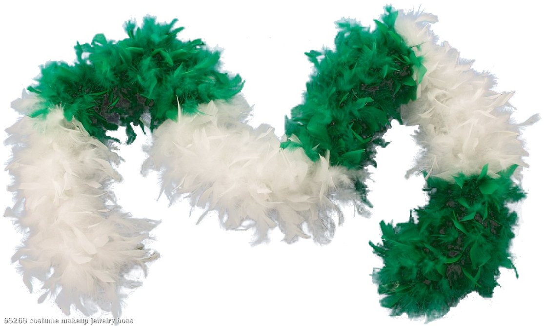 Green & White Feather Boa Adult