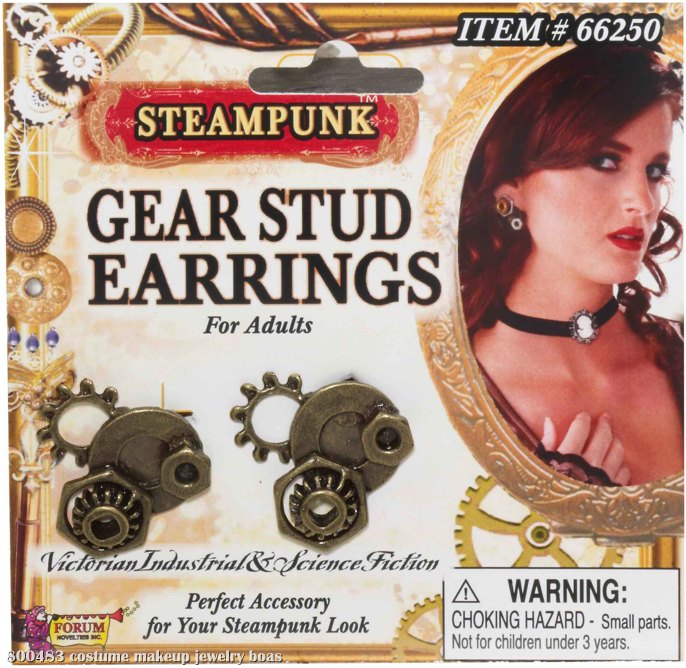 Steampunk Gear Stud Earrings Adult