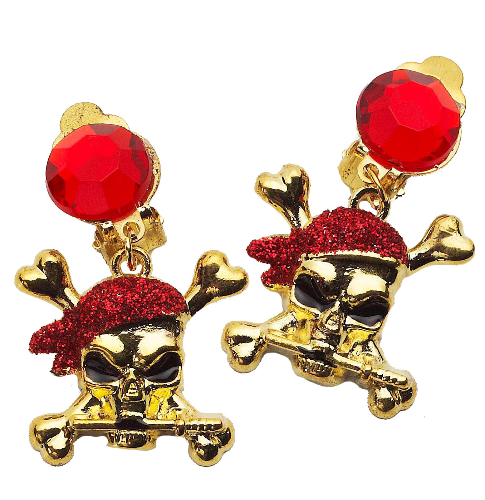 Buccaneer Beauty Red Glitter Adult Earrings