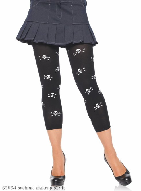 Footless Tights with Skulls Adult