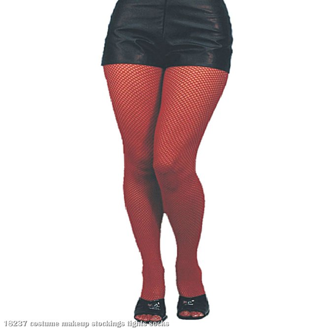 Red Fishnet Tights XL