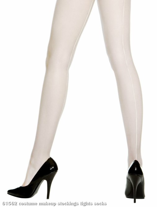 Sheer Backseam Pantyhose (White) - Adult