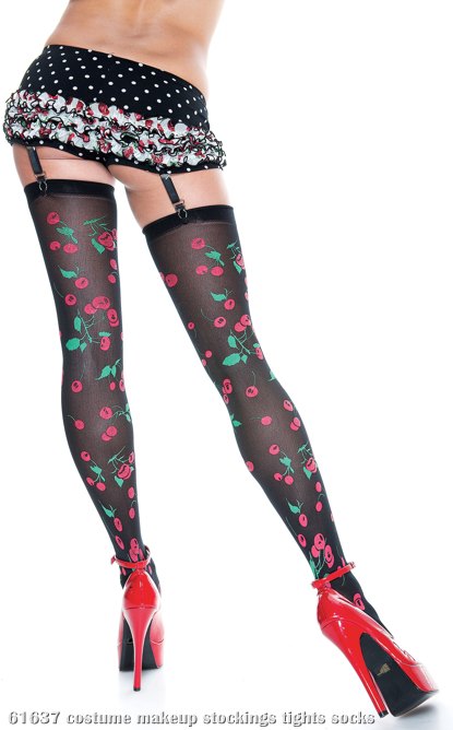 French Kiss Black Hotpants with Cherry Hosiery