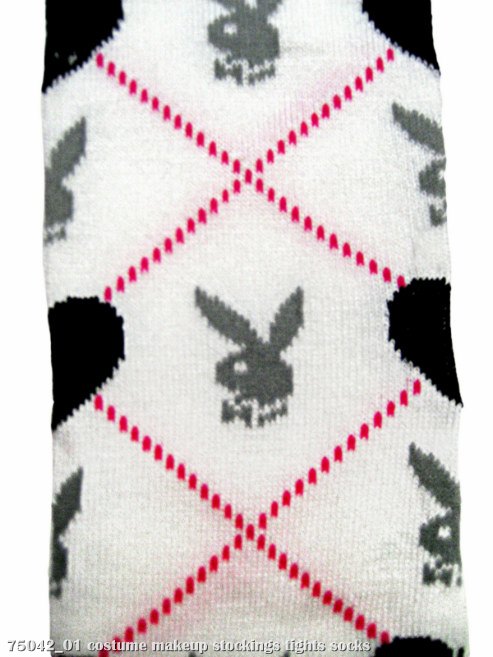 Playboy Knee-High Argyle Heart (White/Black) Adult Socks