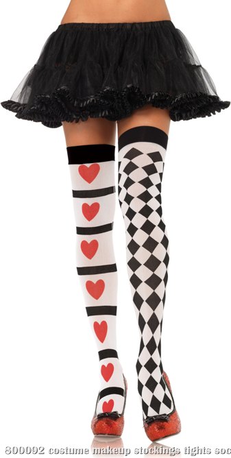 Harlequin And Heart Thigh Highs (Adult)