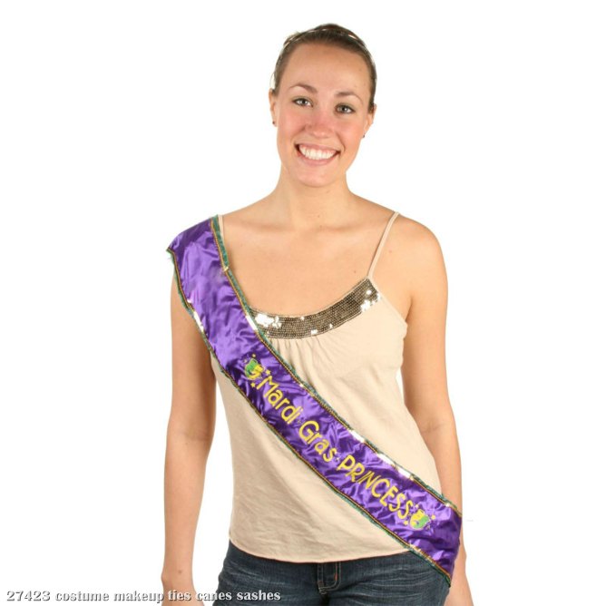 Mardi Gras Princess Flashing Sash