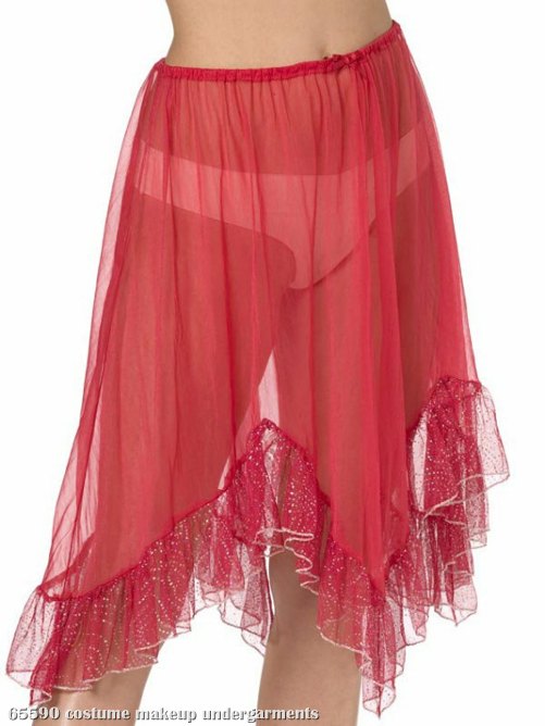 Red Knee Length Petticoat Adult Plus