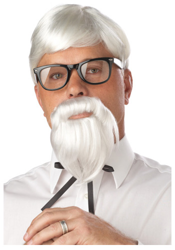 White Colonel Wig and Moustache