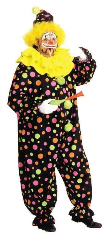 Neon Dotted Clown Full Size Adult Costume