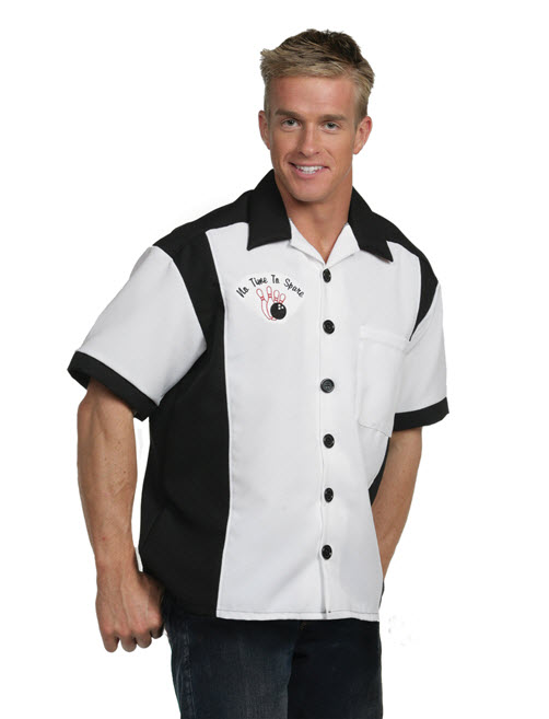 Bowling Shirt Black and White Adult Costume