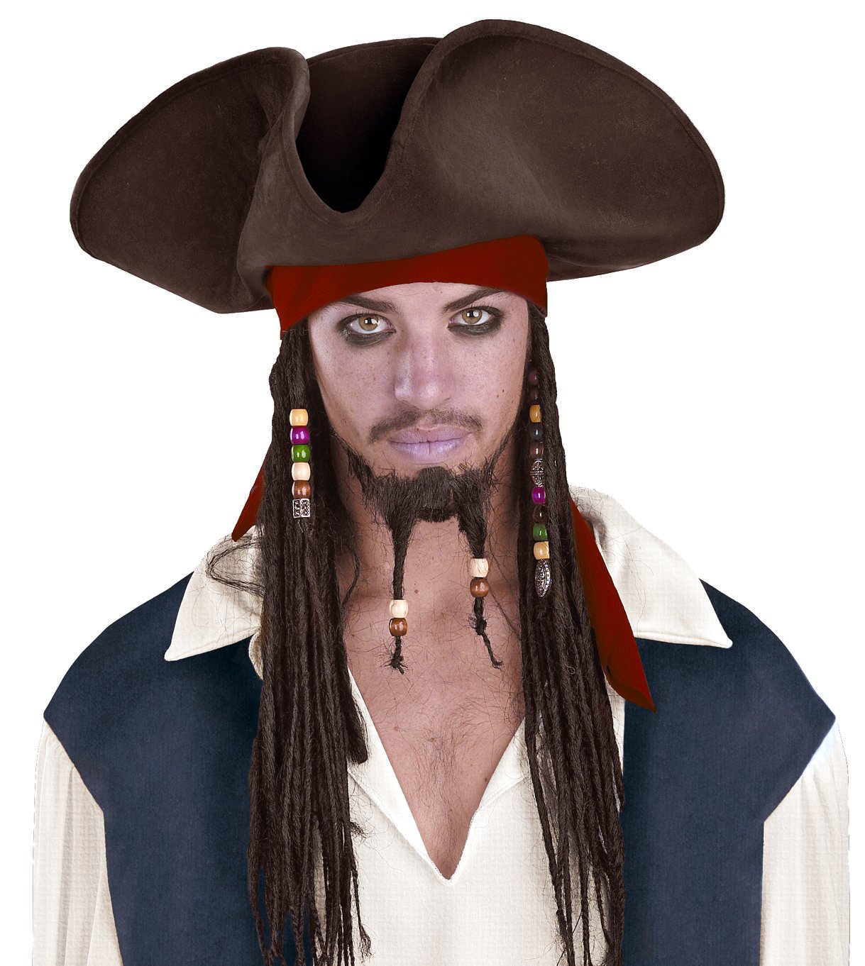 Jack Sparrow Pirate Hat With Beaded Braids Adult