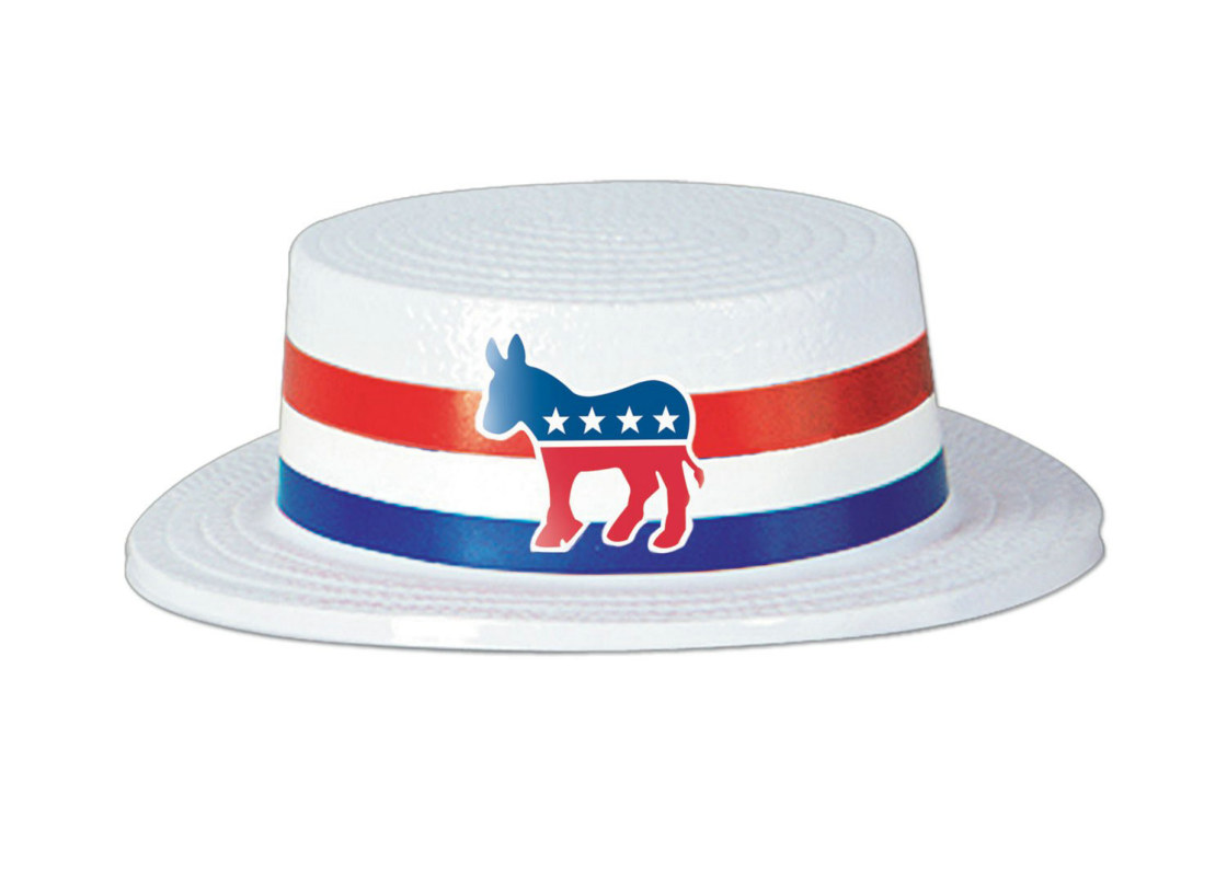 Skimmer Hat with Democratic Donkey Band