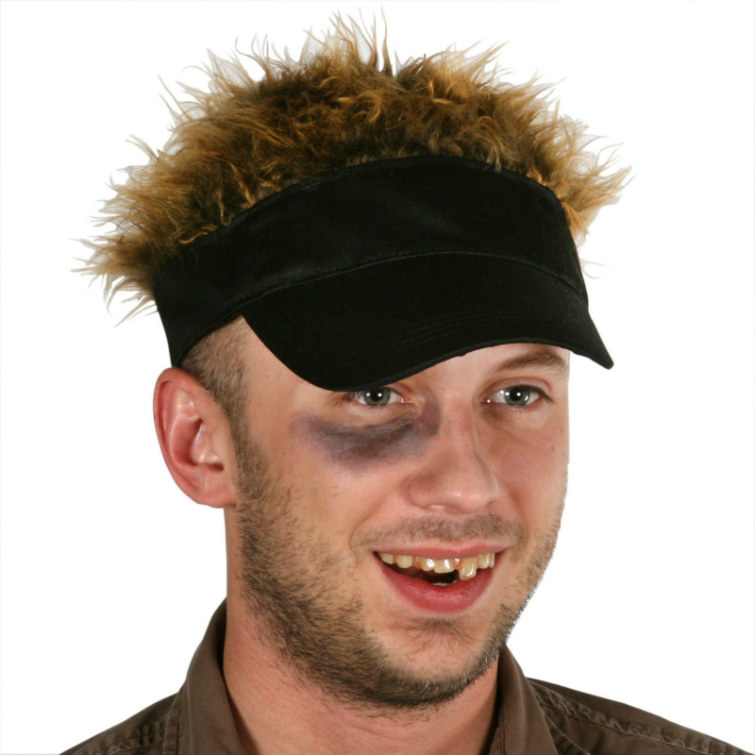 Fun Hair Visor (Black w/Brown) Adult