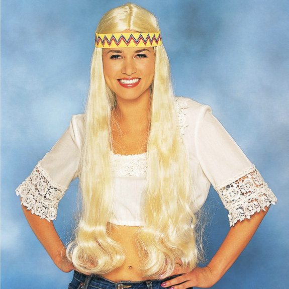 Long Hippie Wig with Headband (Blonde)