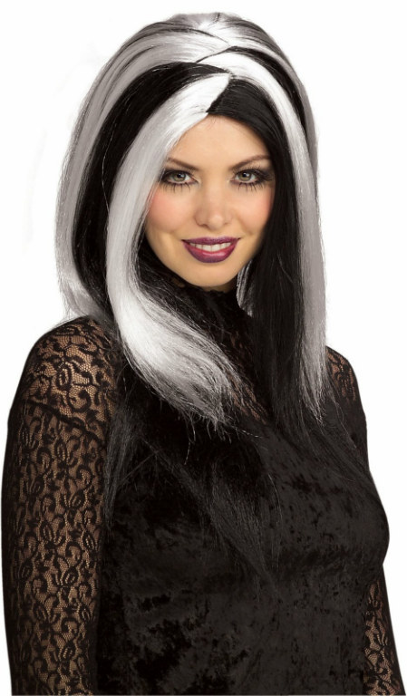 Sinister Stripes White/Black Adult Wig